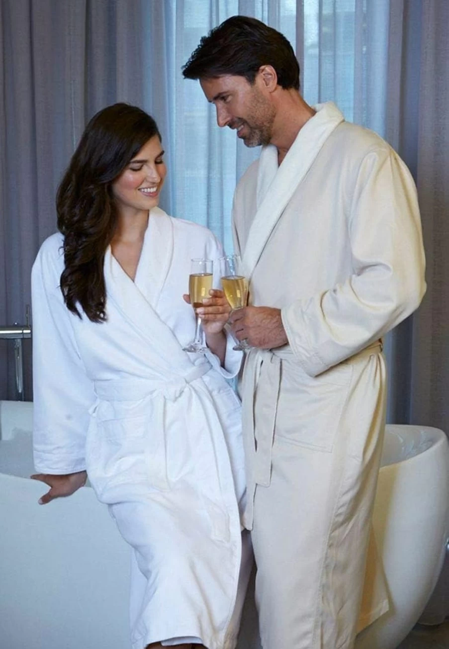 MANSFIELD HOTEL & SPA Unisex Shawl Collar Microfiber Terry Bath Robe for Spa & Relaxation