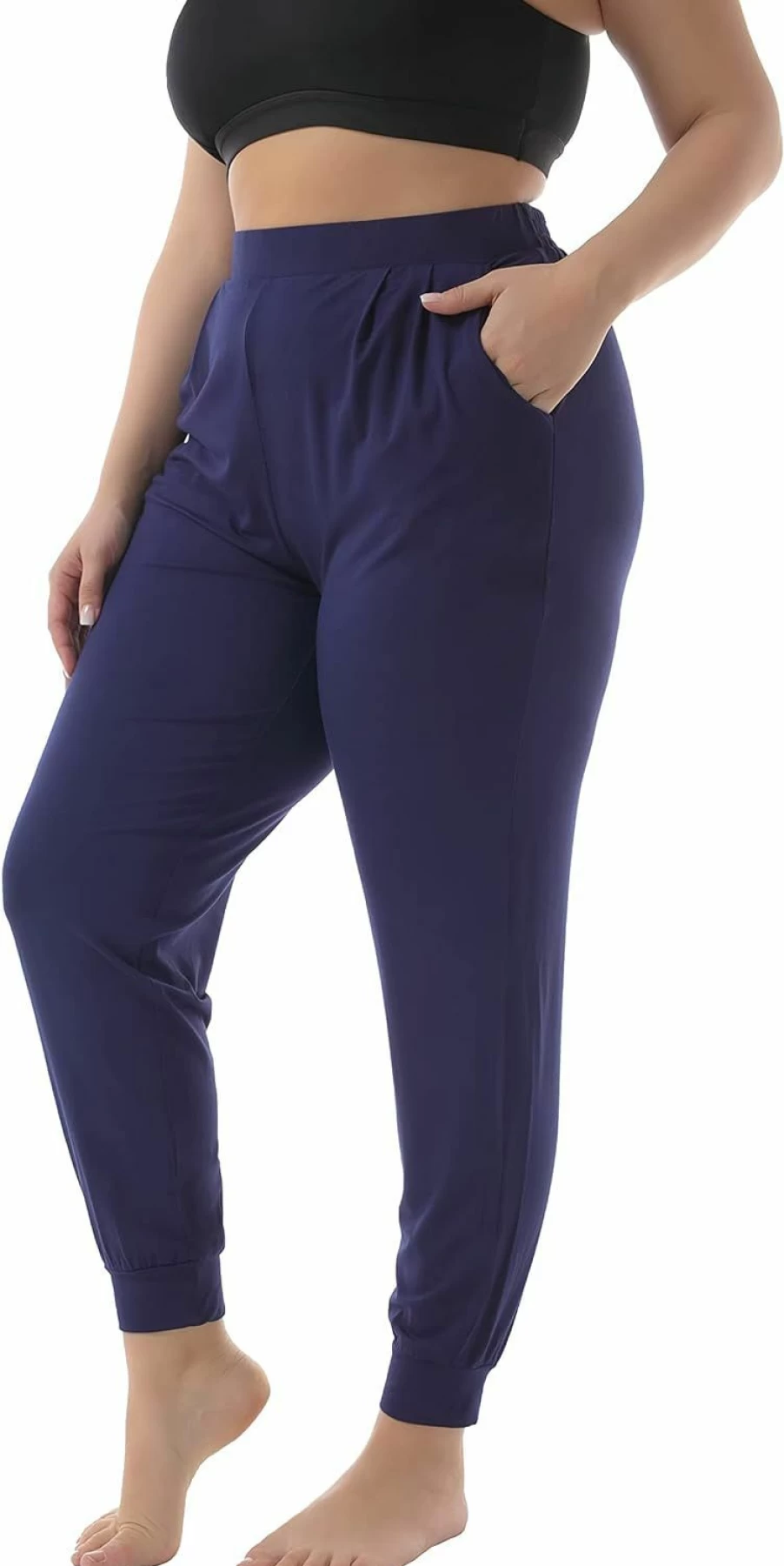 ZERDOCEAN Women's Plus Size Yoga Pants with Pockets - Stretchy Comfortable Lounge Joggers for Casual Wear