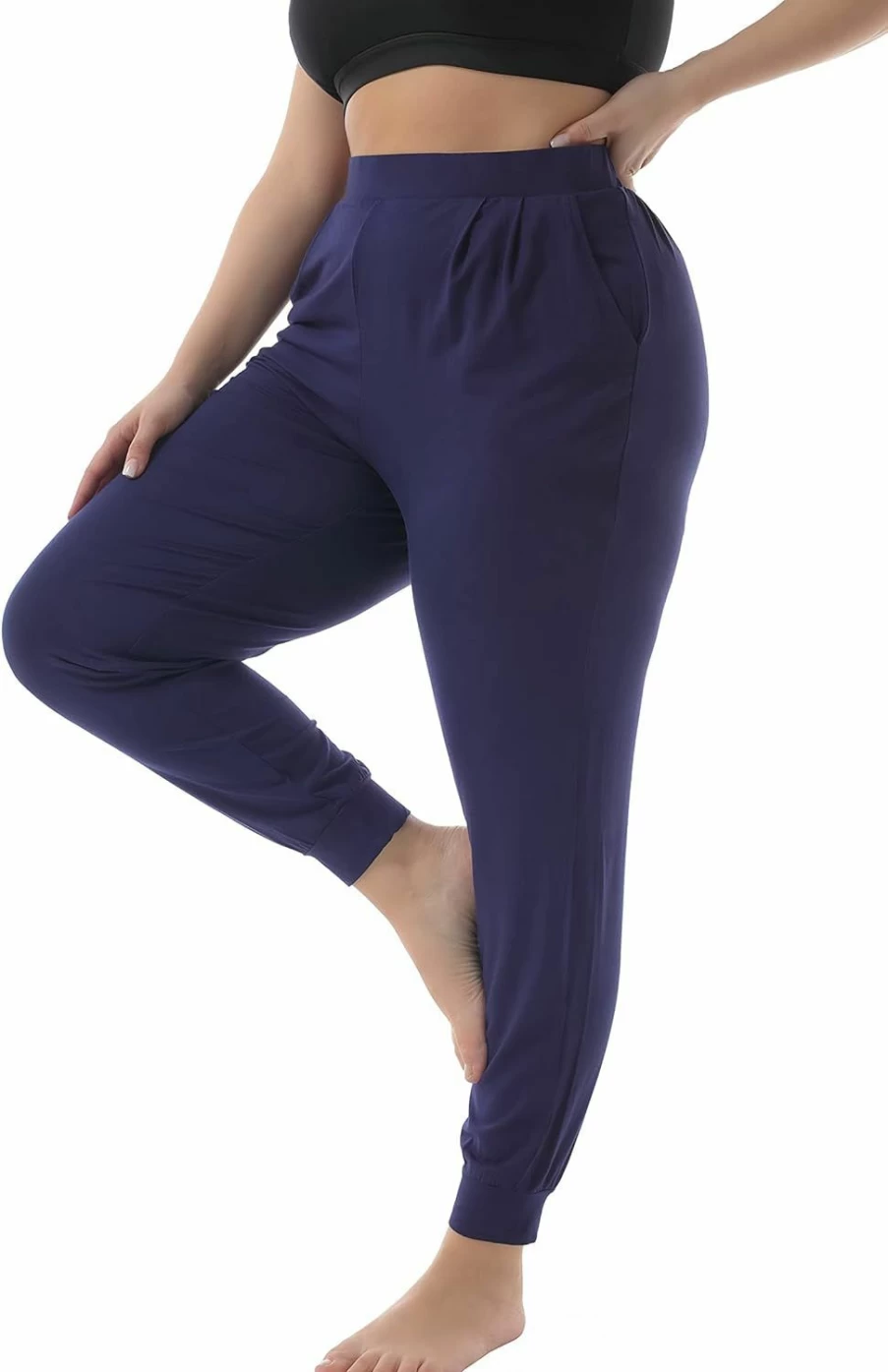 ZERDOCEAN Women's Plus Size Yoga Pants with Pockets - Stretchy Comfortable Lounge Joggers for Casual Wear