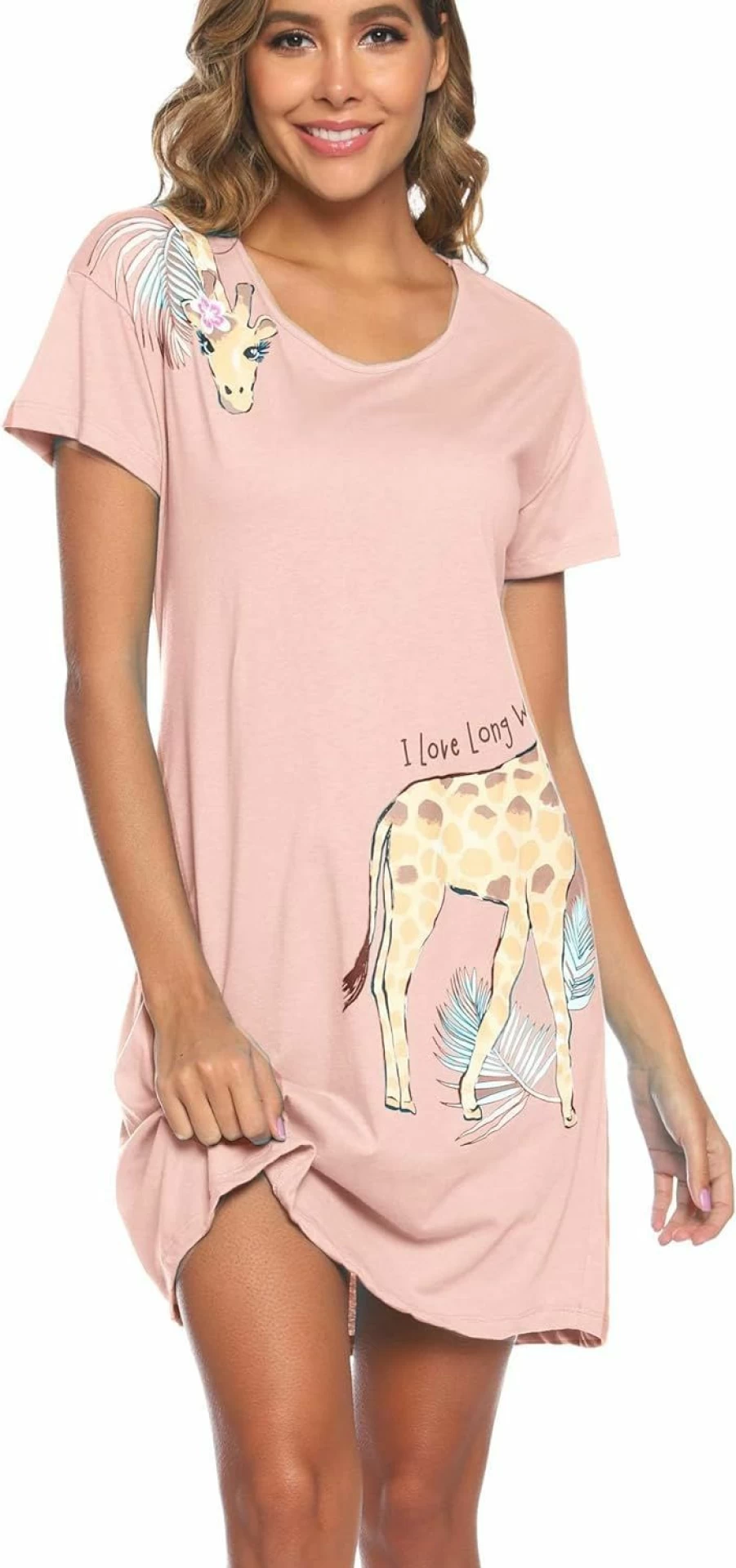 ENJOYNIGHT Women's Plus Size Cotton Nightshirt - Short Sleeve Sleepwear & Comfortable Nightgown for Women