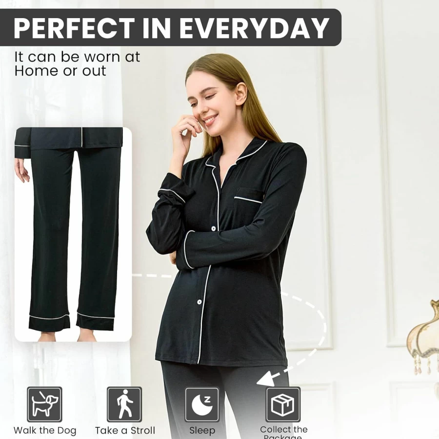 Snow Touch Women's Button-Up Pajama Set - Soft Sleepwear & Loungewear PJS in Sizes S-3XL