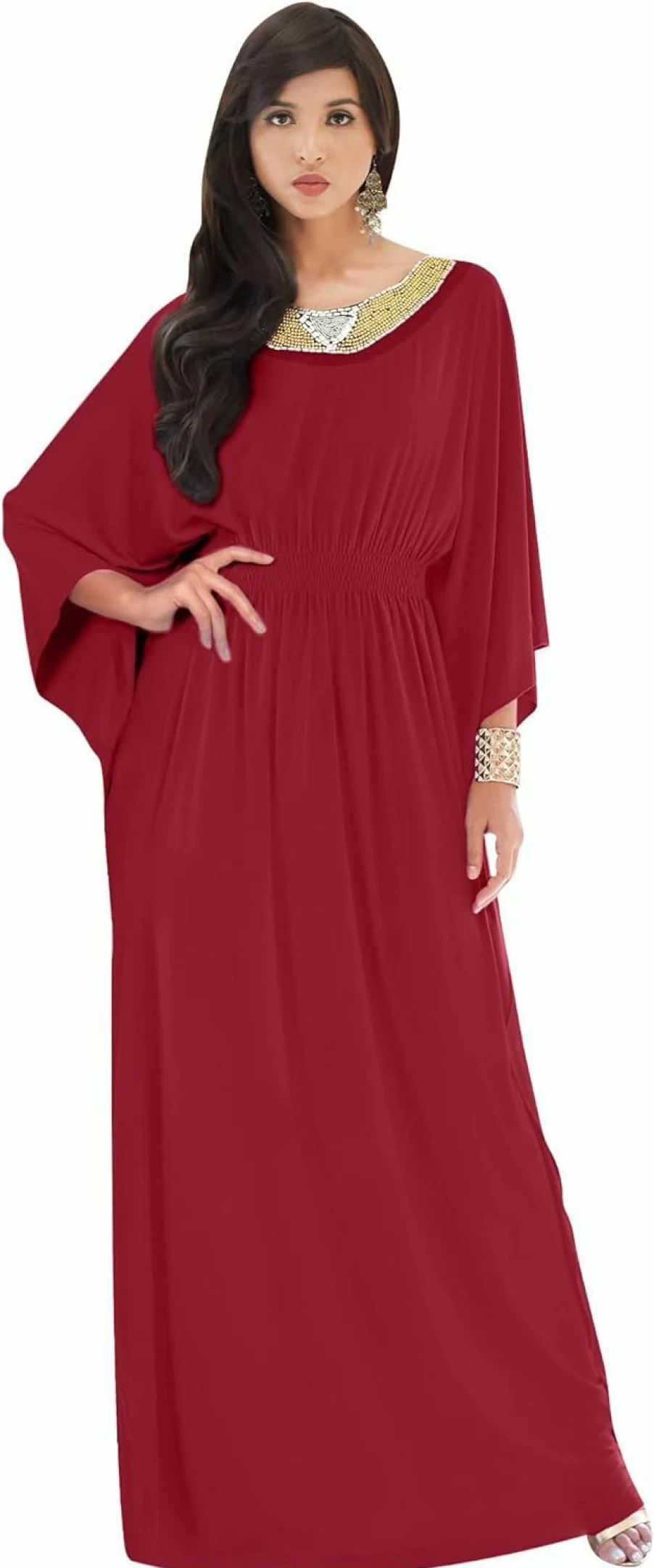 KOH KOH Women's Summer Maxi Dress - Flowy Long Kaftan Abaya for Casual & Evening Wear