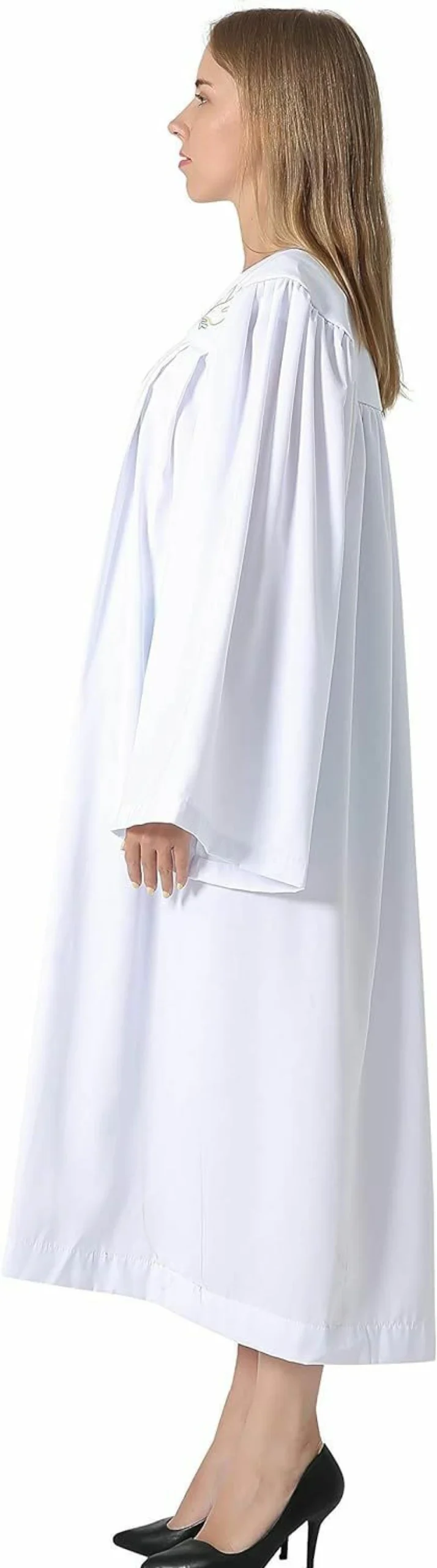 IvyRobes Unisex Premium Matte Baptism Robe with Weighted Hem & Embroidered Dove Olive Branch Design