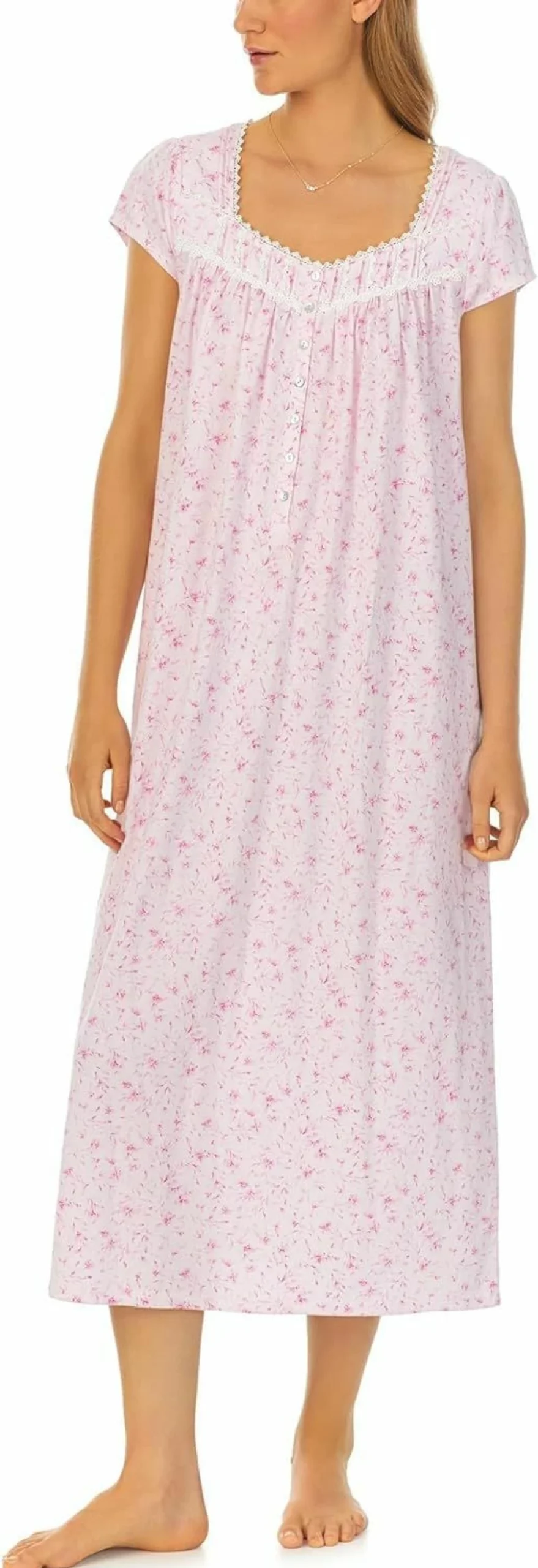 Eileen West Women's A-Line Long Gown - Pure Cotton Cap Sleeve Dress - Woven Lawn Maxi Dress