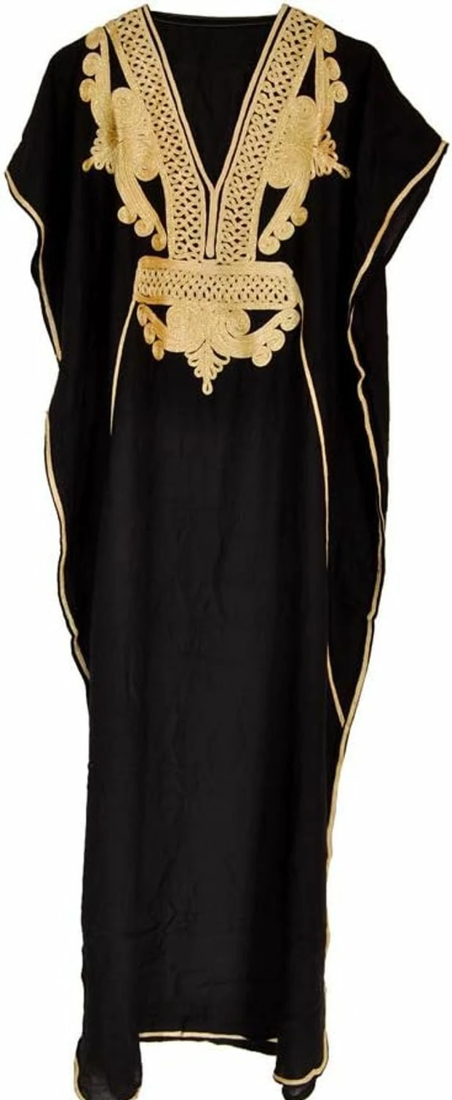 Zuwaina Moroccan Kaftan Dress for Women - Soft Cotton Long Black Caftan, Ethnic Beach Loungewear by Al Mamari