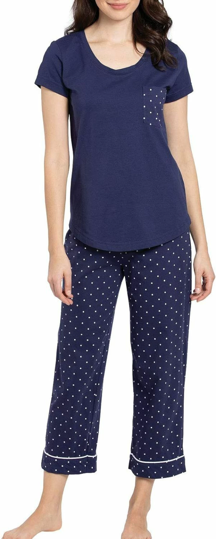 PajamaGram Women's 100% Cotton Pajama Set - Comfortable Capri PJS for Ladies