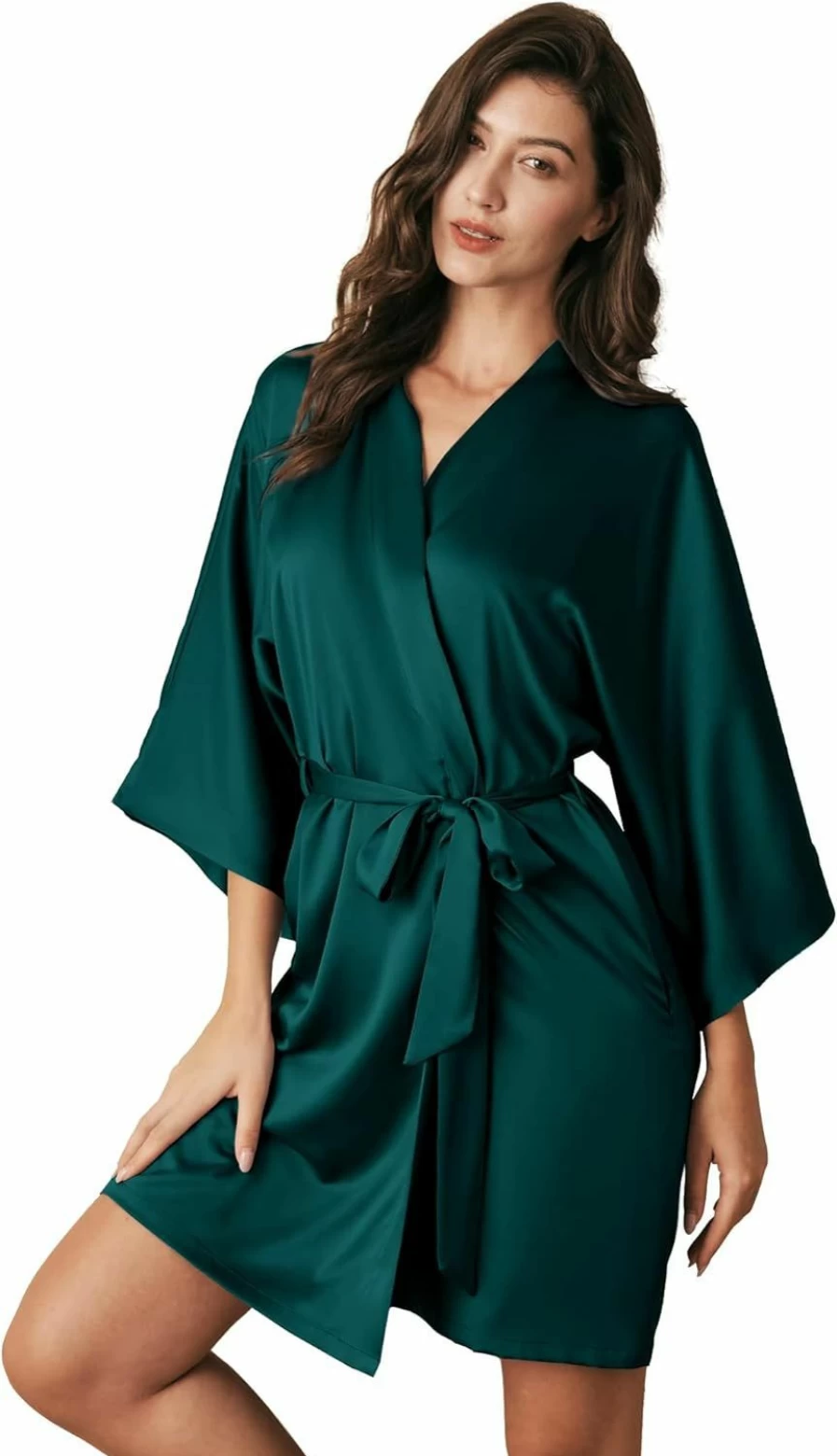 AW BRIDAL Women's Silk Satin Kimono Robe for Bride & Bridesmaids - Wedding Party Loungewear Short Robe (XS-XXL)