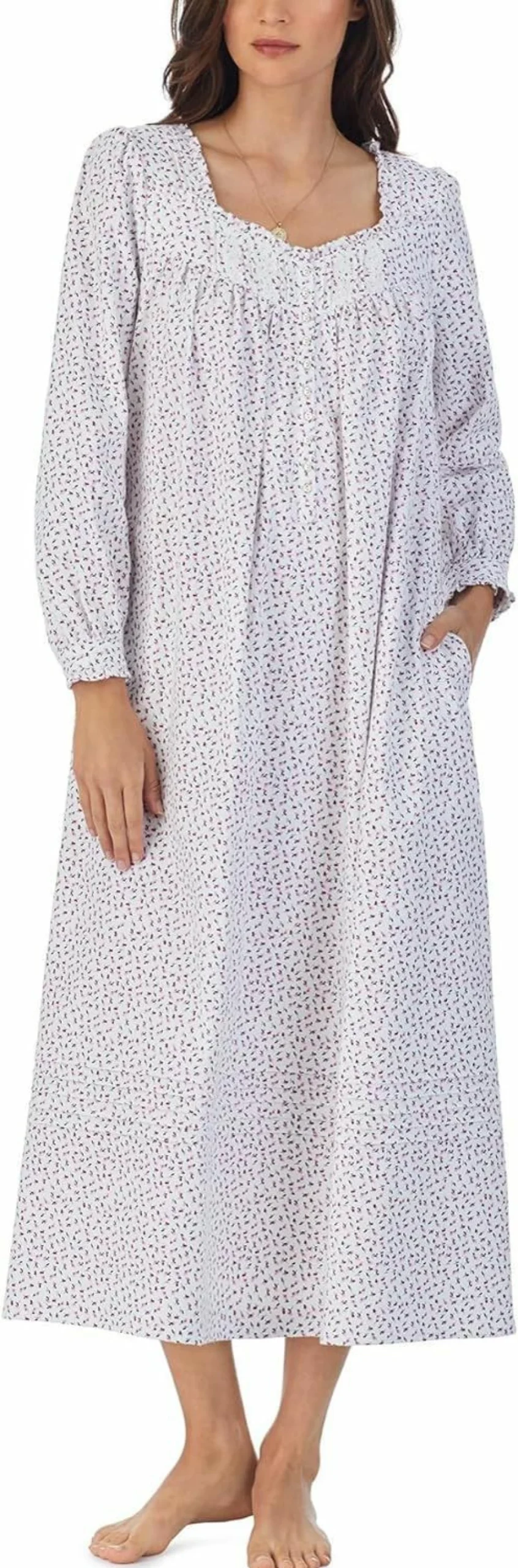Eileen West Women's Flannel Ballet Nightgown Long Sleeve Cotton Sleep Dress