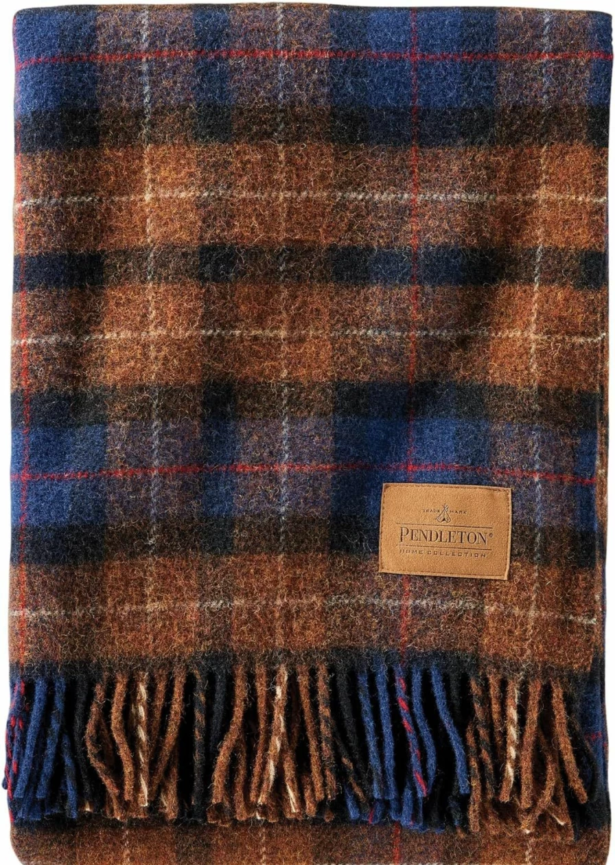 Pendleton Leather Travel Car Blanket With Carry Case - Motor Robe For Road Trips & Camping
