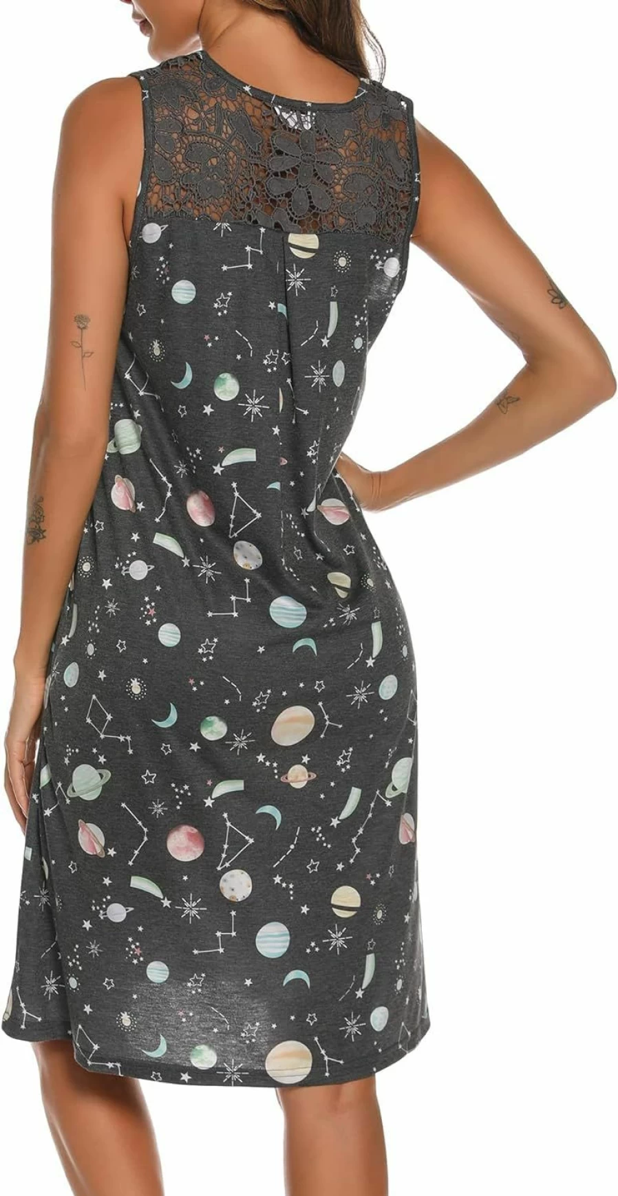YOZLY Women's Lace Sleeveless Nightgown - Comfortable Tank Sleepwear Nightdress for Women