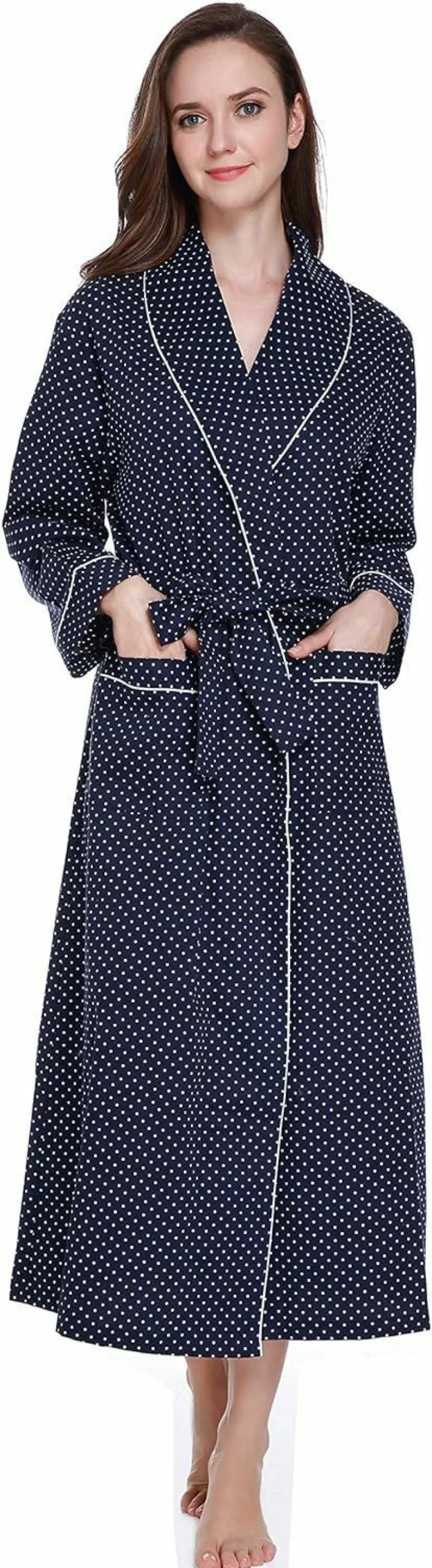 Lavenderi Women's 100% Cotton Kimono Robe - Soft Spa Bathrobe & Lounge Wear for Women