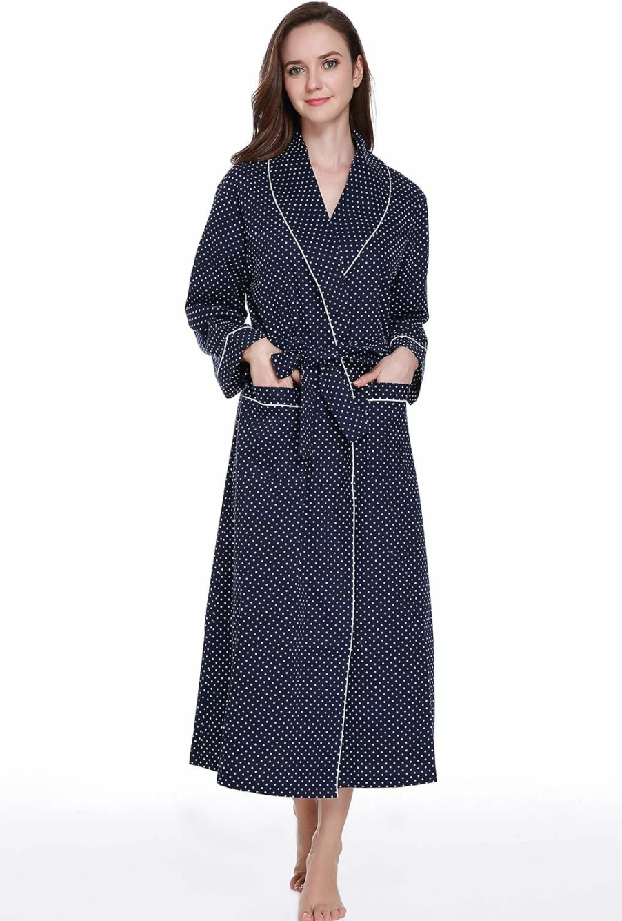 Lavenderi Women's 100% Cotton Kimono Robe - Soft Spa Bathrobe & Lounge Wear for Women