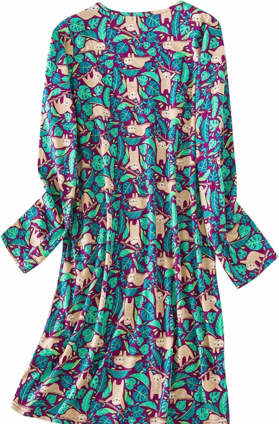 Zando Women's Plus Size Cotton Nightgown - Soft Long Sleeve Sleepshirt & Comfortable House Dress with Fun Cartoon Design