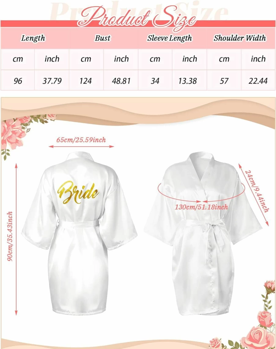 "Amazon 10-Piece Kimono Robe Set for Bridesmaids & Brides - Embroidered Wedding Party Short Robes for Getting Ready"
