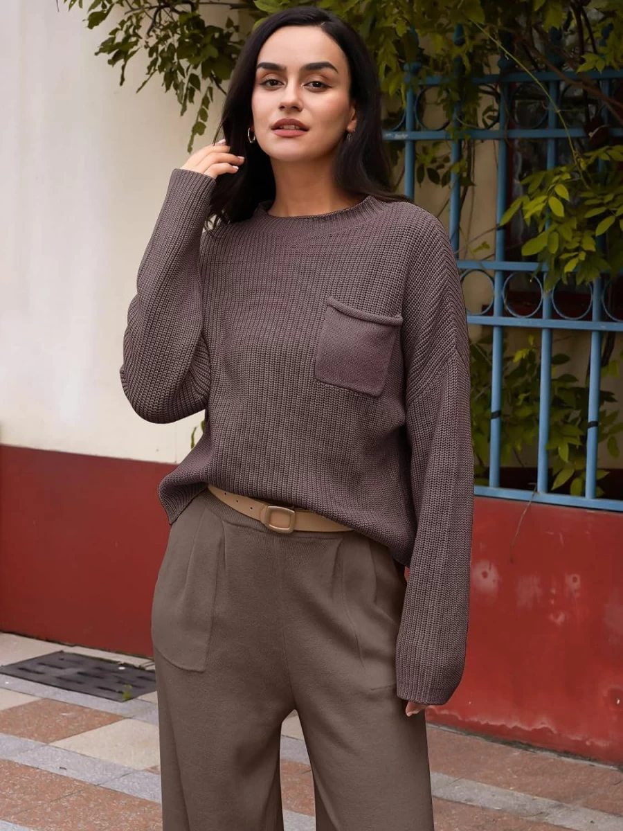 LILLUSORY Women's 2023 Fall Oversized Sweater and Pants Set - 2 Piece Cozy Outfit