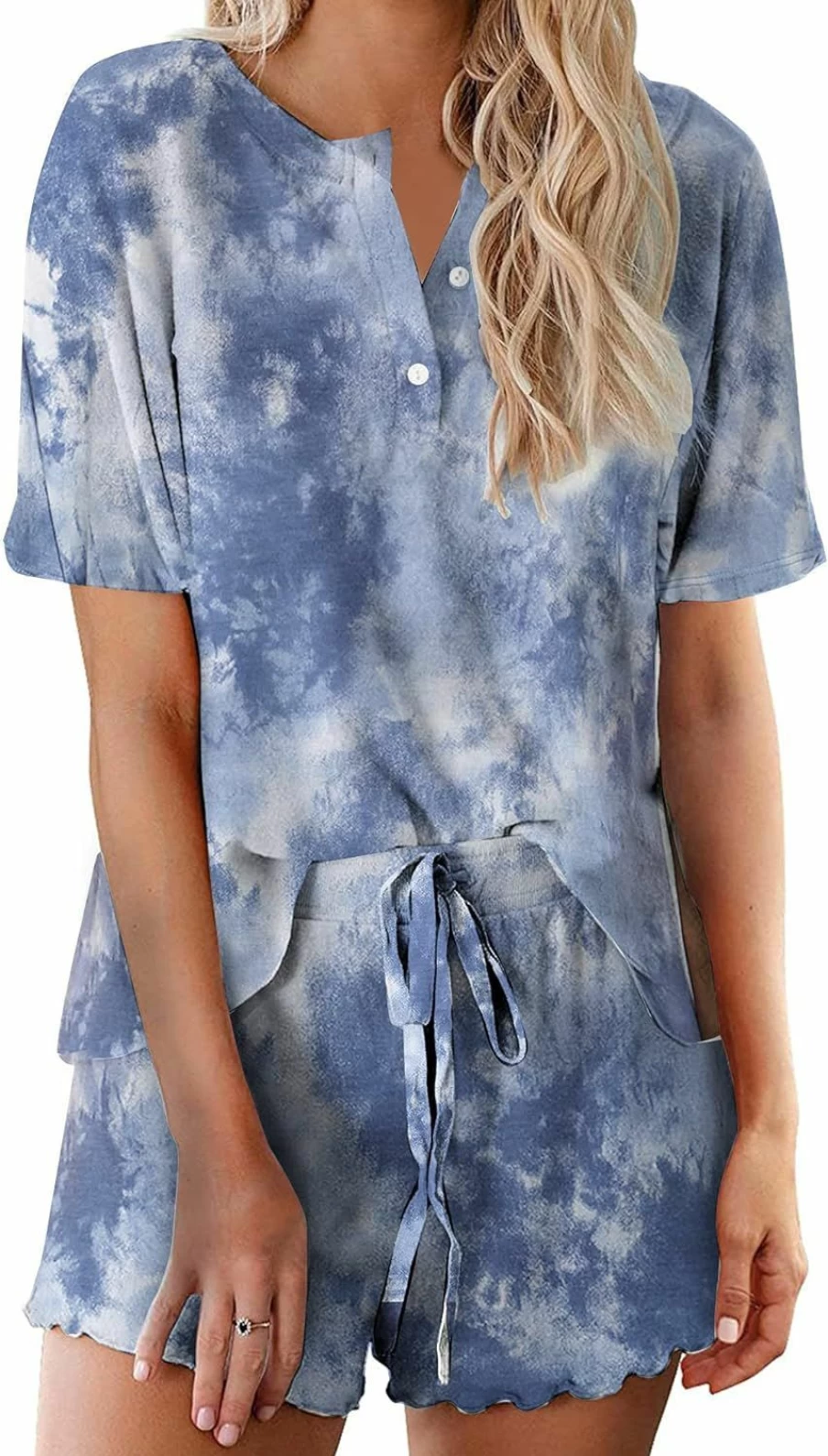 Ekouaer Women's Tie-Dye Pajama Set - Soft 2-Piece Sleepwear & Loungewear Pj Set