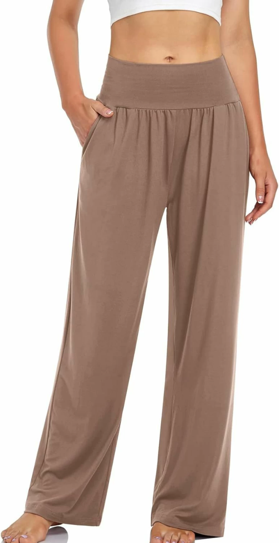 DACESLON Women's High Waisted Wide Leg Lounge Pants - Soft Casual Yoga Palazzo Trousers with Pockets for Comfort & Style
