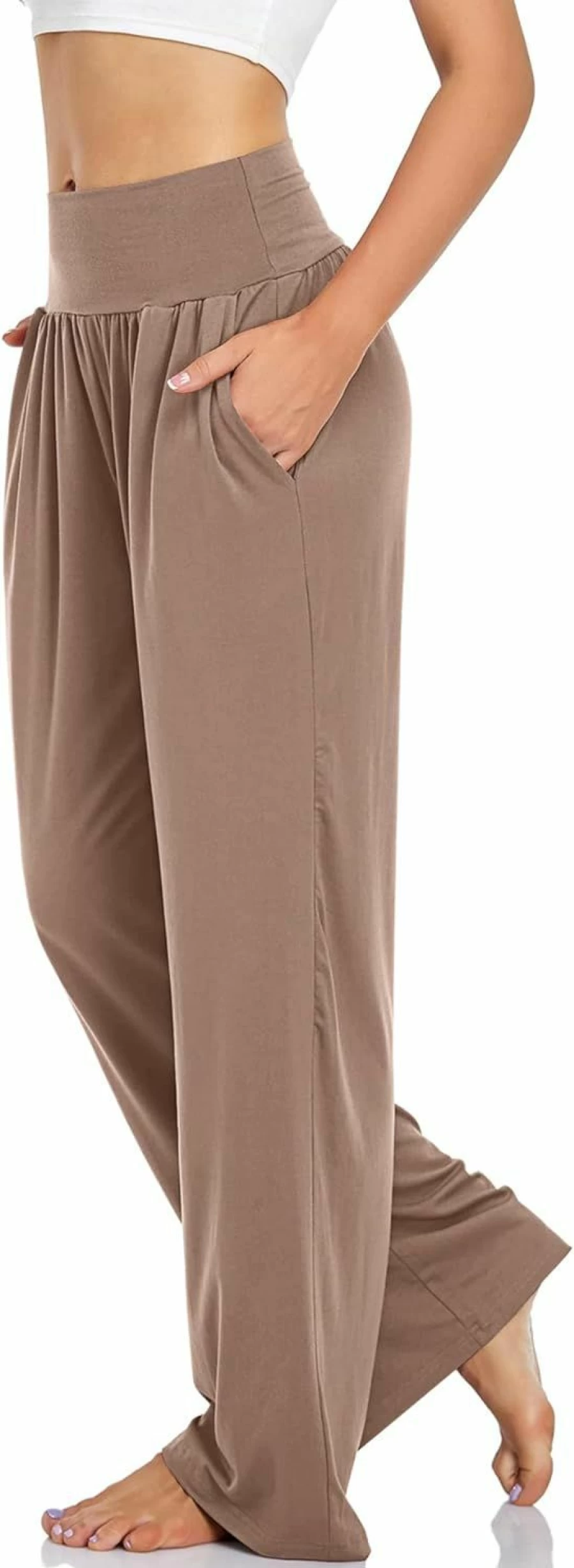 DACESLON Women's High Waisted Wide Leg Lounge Pants - Soft Casual Yoga Palazzo Trousers with Pockets for Comfort & Style