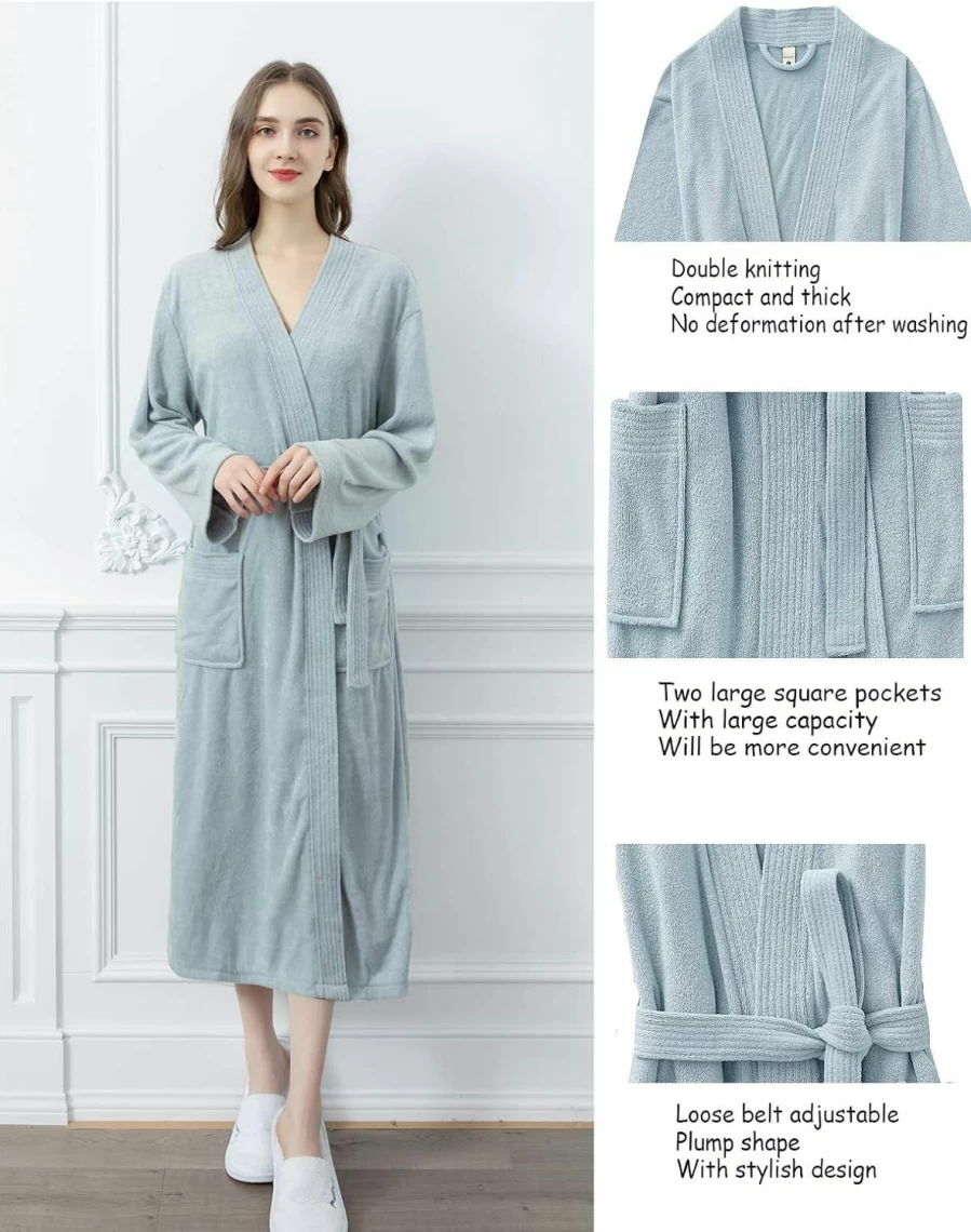 "WiNDS DREAM Women's Lightweight Terry Cloth Bathrobe - Soft Absorbent Spa Robe for Home & Hotel Use"