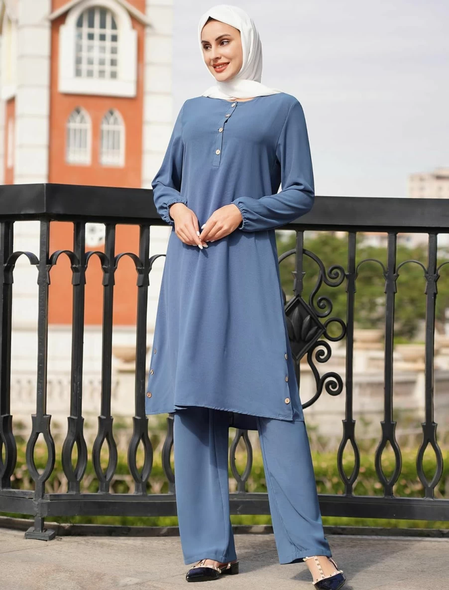 "ABEWIP Women's Modest Muslim Abaya Dress - Long Sleeve Maxi Islamic Prayer Gown, Loose Fit Arabian Robe for Middle Eastern Style"
