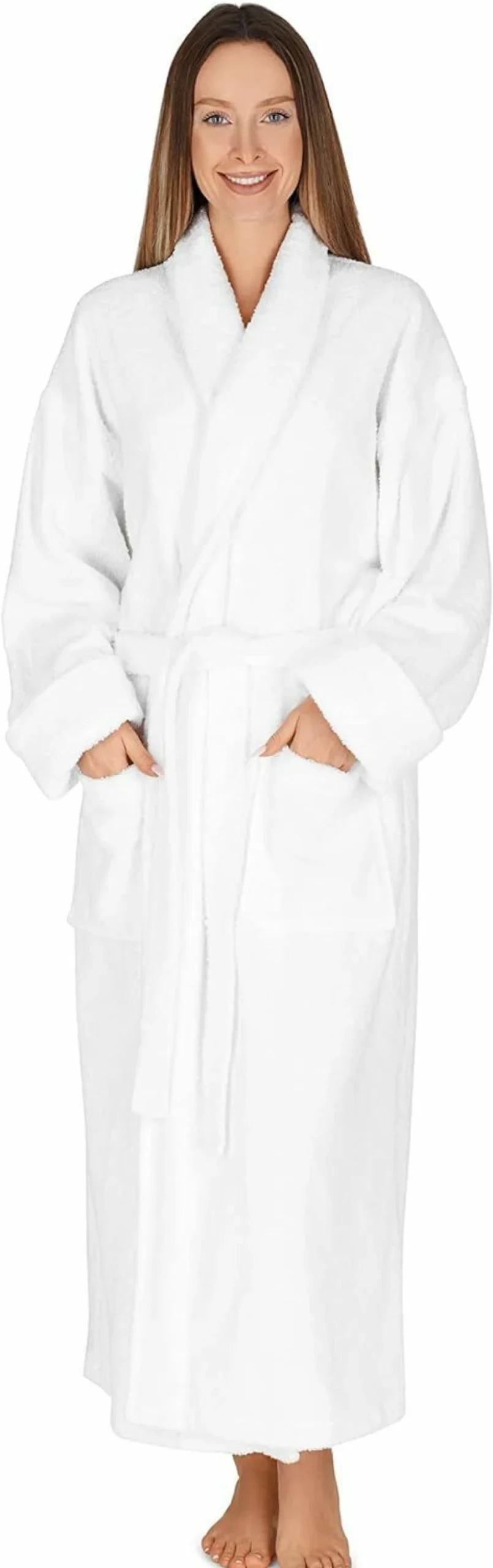 BOCA BT TERRY Women's Cotton Terry Cloth Bathrobe - Long Shawl Collar Towel Robe for Spa and Lounge