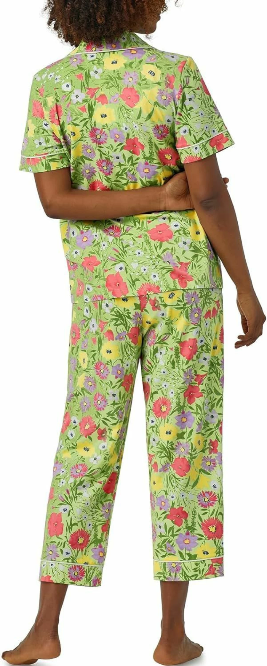 "Bedhead PJs Women's Short Sleeve Cropped Pajama Set - Organic Cotton Blend, Elastic Waistband"