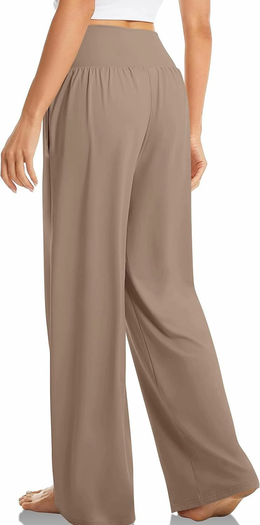 TARSE Women's High Waisted Wide Leg Yoga Pants - Loose Lounge Sweatpants with Pockets, Comfy Casual Crossover Flowy Pajama Pants