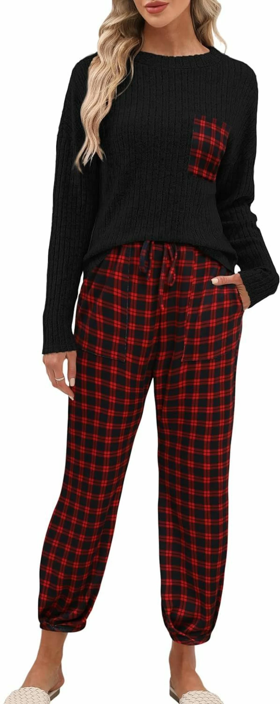 BMJL Women's 2-Piece Lounge Set - Cozy Long Sleeve Top & Soft Sweatpants Pajama Set for Fall/Winter 2023