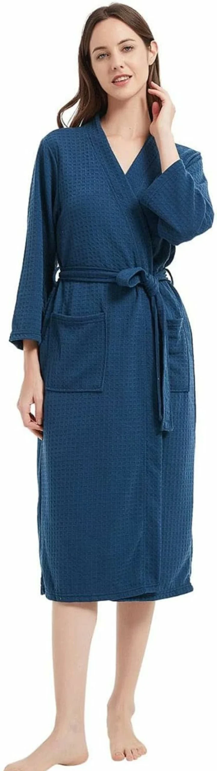"Commollis Women's Lightweight Waffle Bathrobe - Soft & Thin Lounge Robe for Ladies"