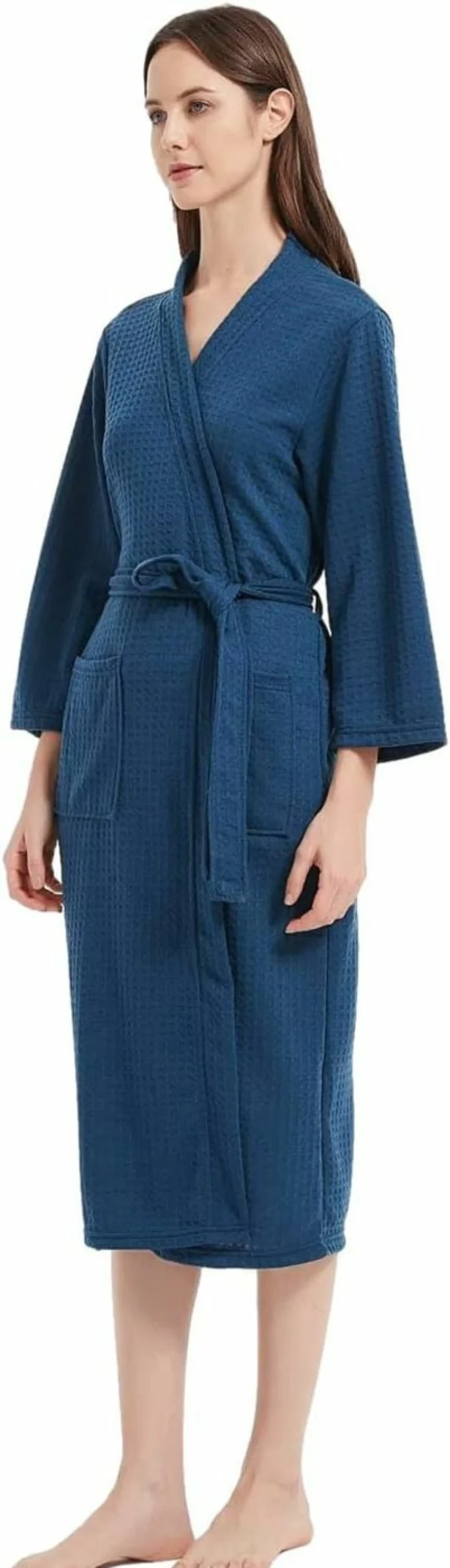 "Commollis Women's Lightweight Waffle Bathrobe - Soft & Thin Lounge Robe for Ladies"