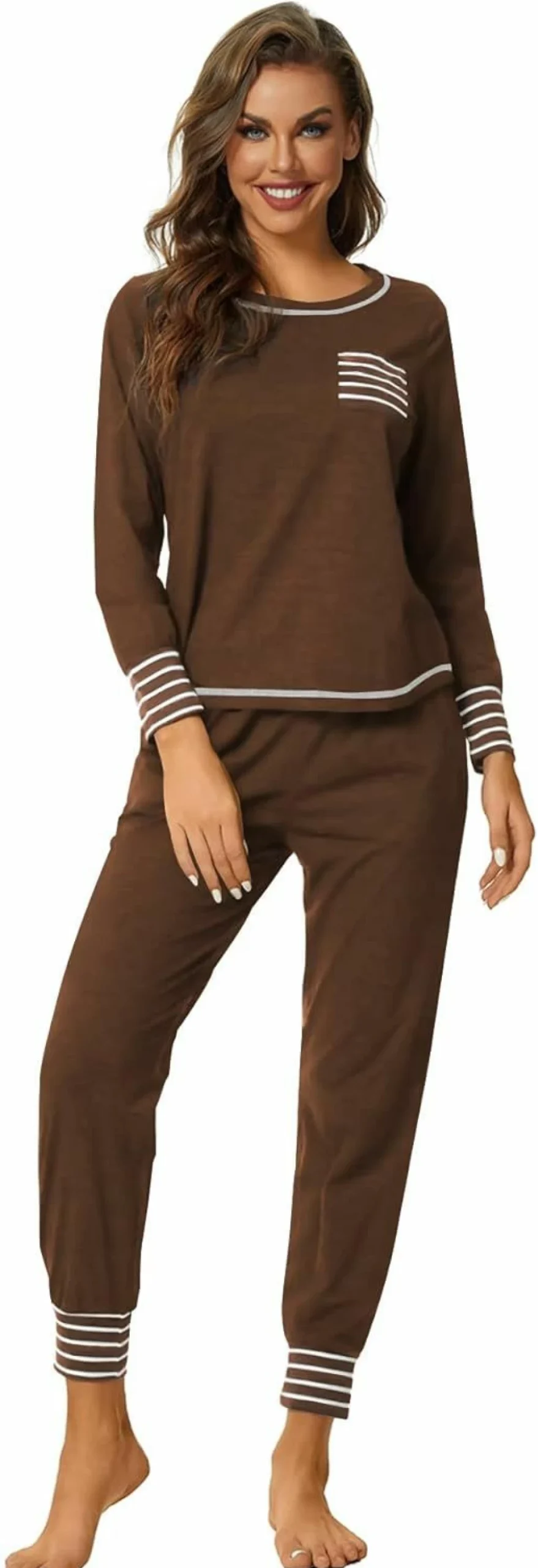 LYANER Women's Soft Long Sleeve Pajama Set - Comfortable Sleepwear & Loungewear PJs with Pants