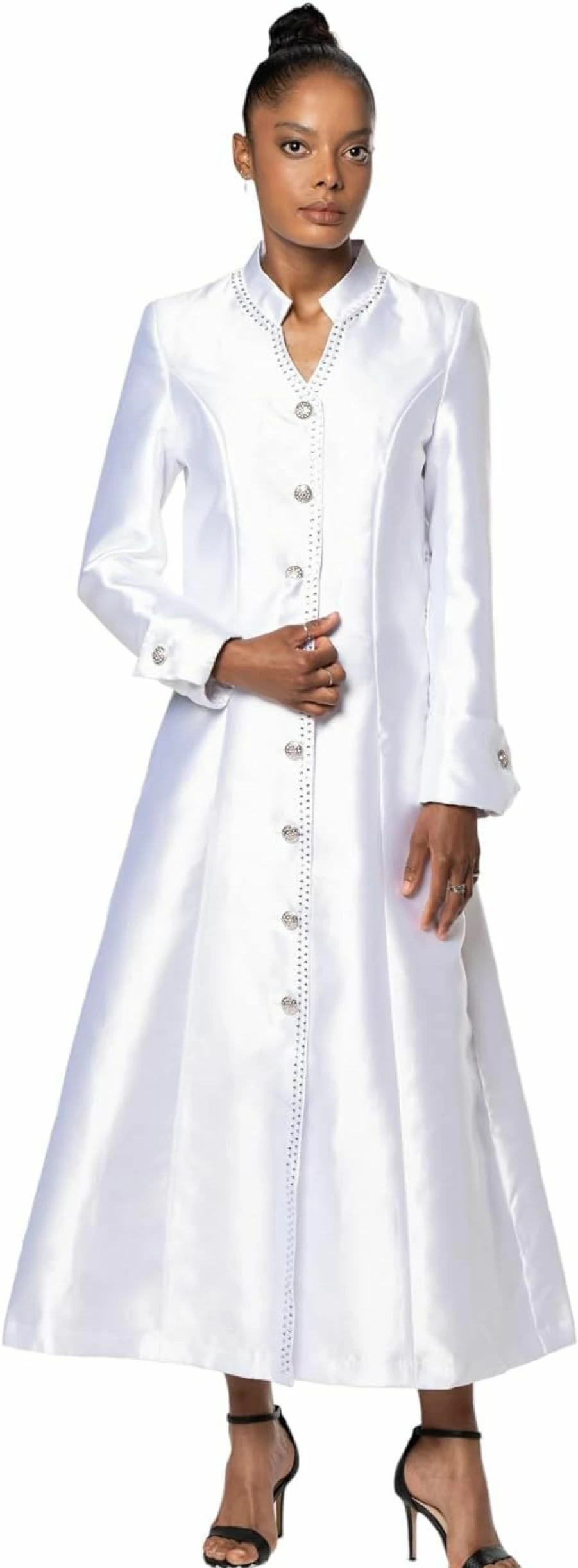 Nubiano Elegant Jeweled Embroidered Dress Robe with Adjustable Rear Belt for Women | DN5881