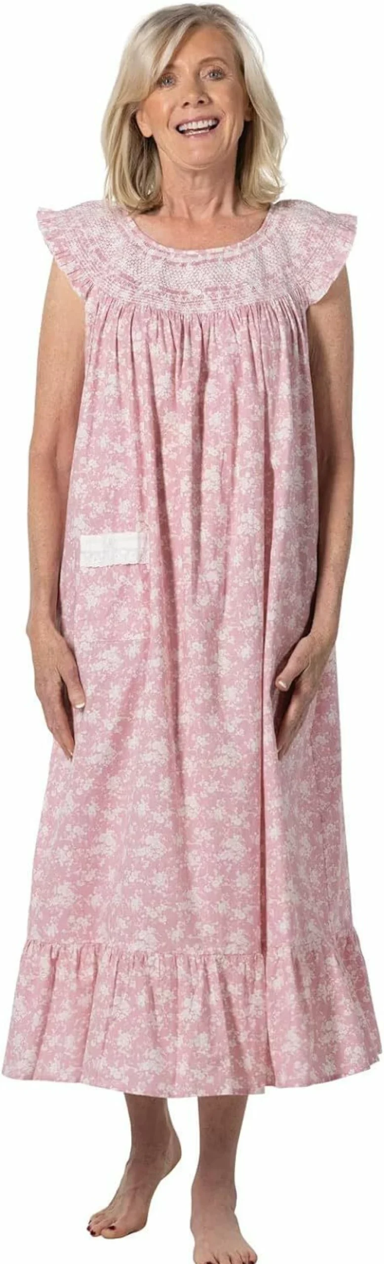 The 1 For U Women's Isla 100% Cotton Sleeveless Nightgown - Soft Comfortable Sleep Dress