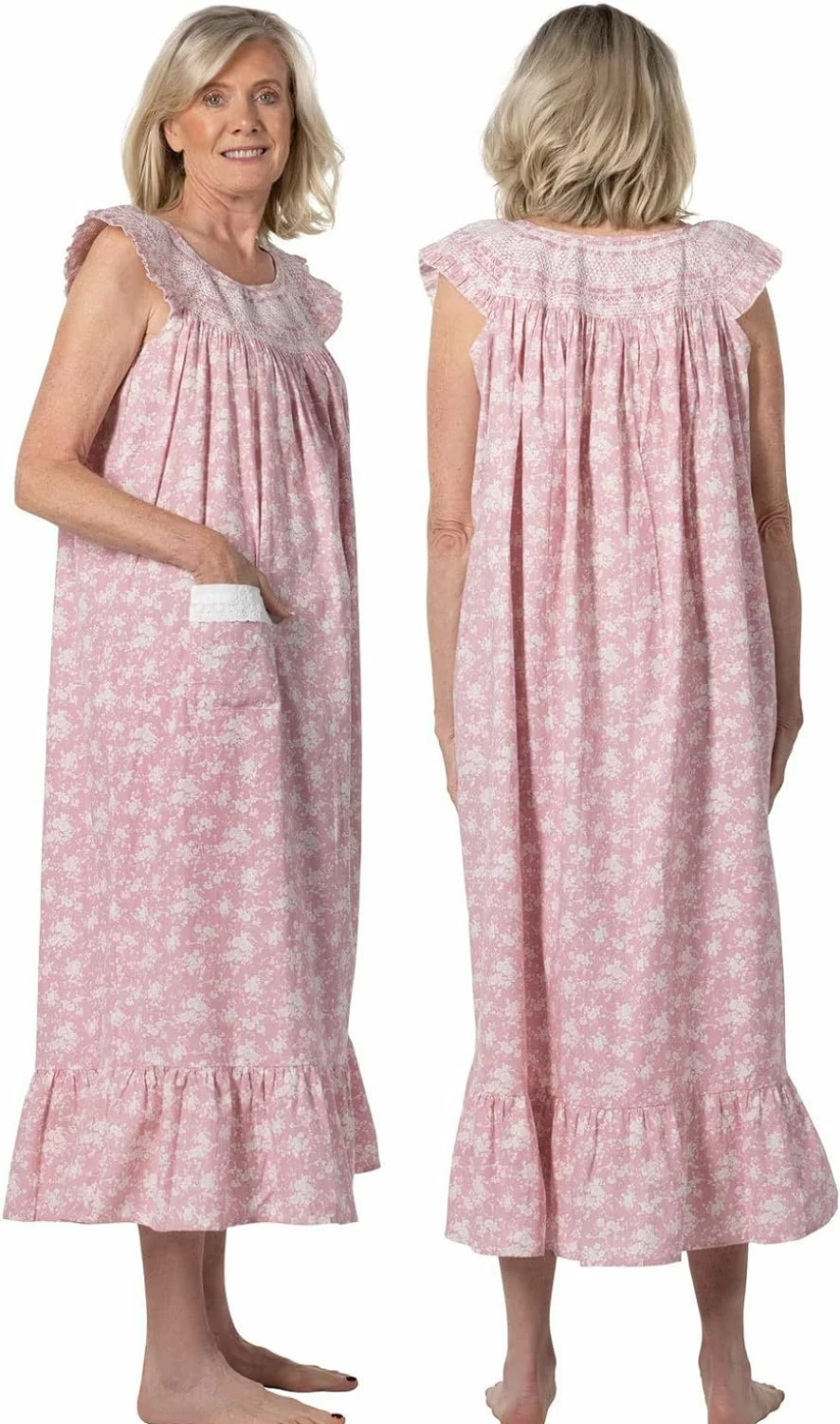 The 1 For U Women's Isla 100% Cotton Sleeveless Nightgown - Soft Comfortable Sleep Dress
