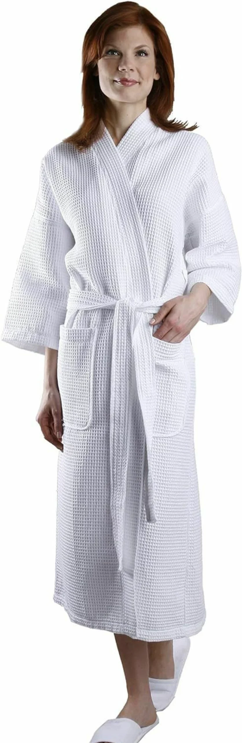 MONARCH Square Waffle Spa Kimono Robe - Luxurious Soft Hotel Bathrobe for Women & Men, Lightweight Cypress Design