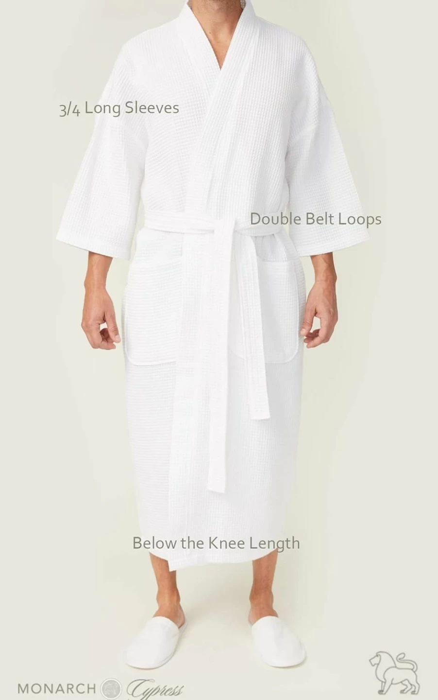 MONARCH Square Waffle Spa Kimono Robe - Luxurious Soft Hotel Bathrobe for Women & Men, Lightweight Cypress Design