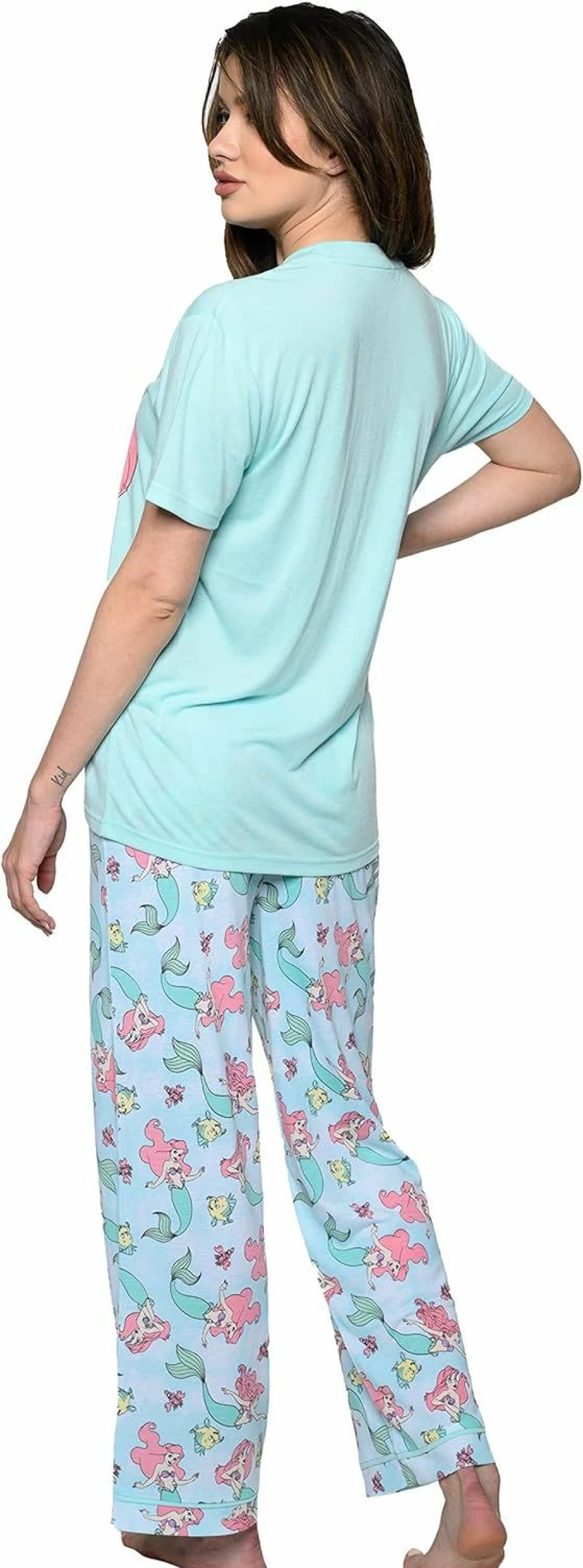 Disney Little Mermaid Women's Pajama Set - Ariel Print T-Shirt & Lounge Pants Sleepwear