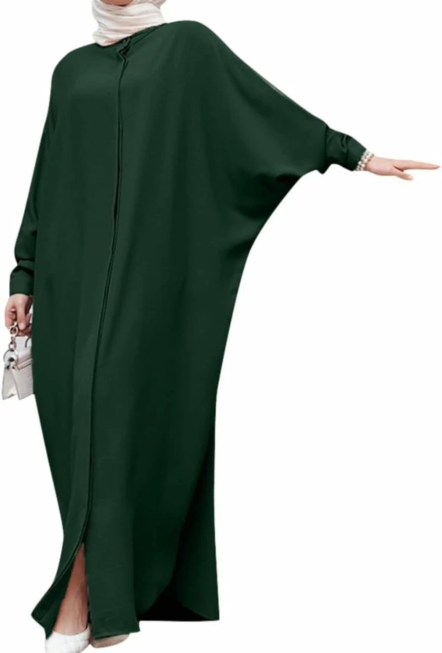ODIZLI Women's Ramadan Abaya - Muslim Batwing Sleeve Kaftan Dress for Prayer, Islamic Loose Maxi Dress, Dubai Style Modest Fashion