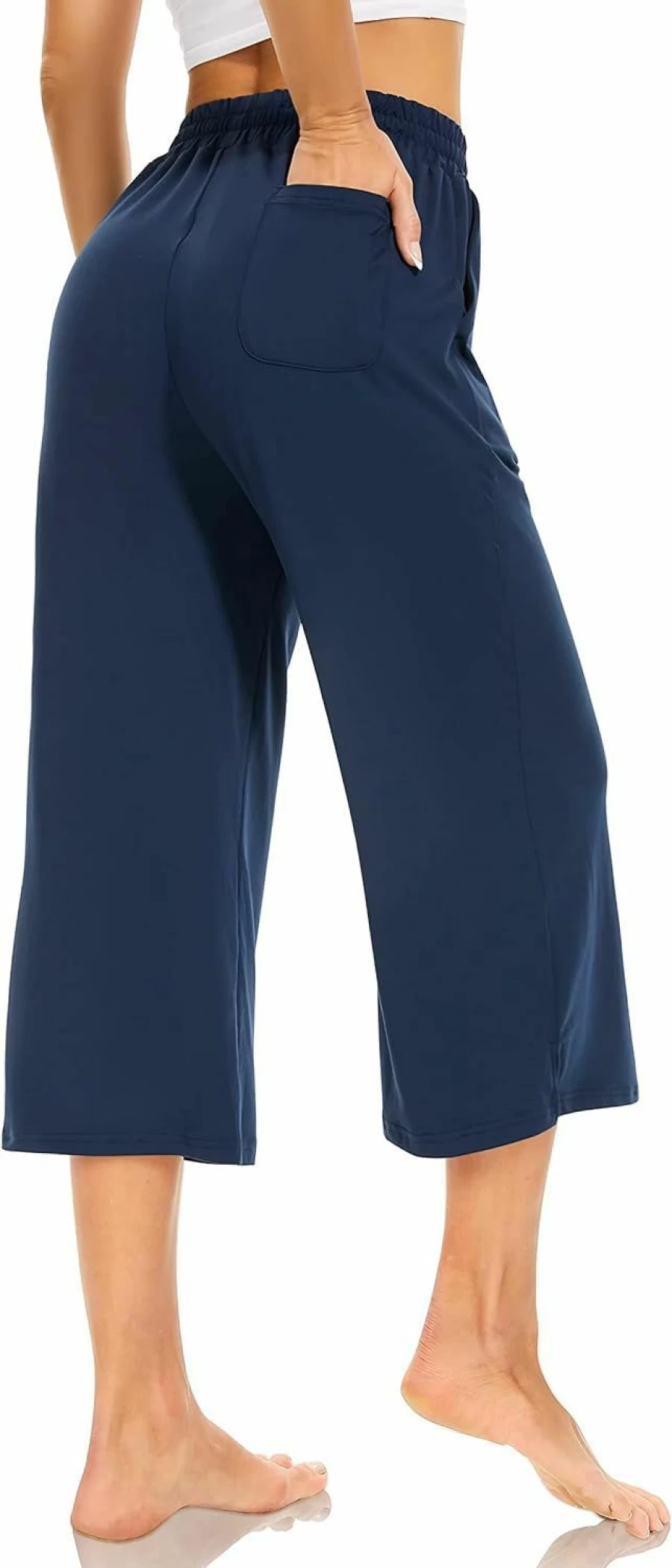 SUNYAA Women's Wide Leg Yoga Pants - Summer Casual Lounge Capris with Drawstring & Pockets - Comfortable Loose Fit Sweatpants for Yoga, Pajamas & Relaxation