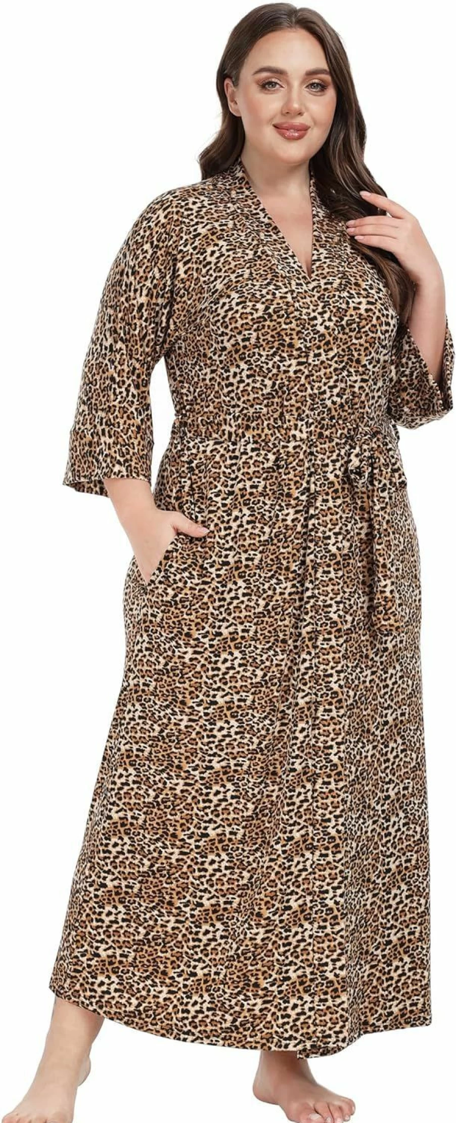 "Corset Outlet Women's Plus Size Soft Cotton Kimono Robe - Lightweight Long Knit Bathrobe for Sleepwear & Loungewear"