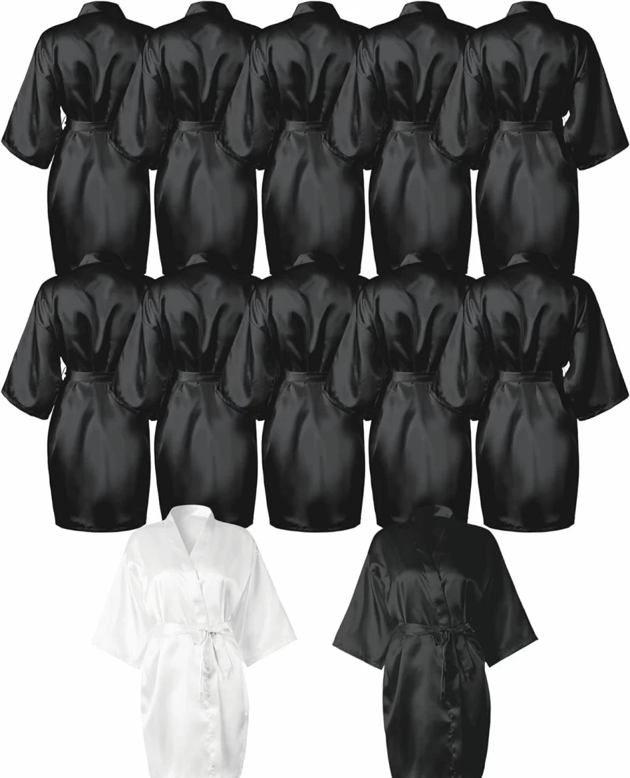 12 Pcs Patelai Women's Satin Kimono Robes - Lightweight Short Bridal Robes for Wedding, Bridesmaids, Birthday Party Gifts