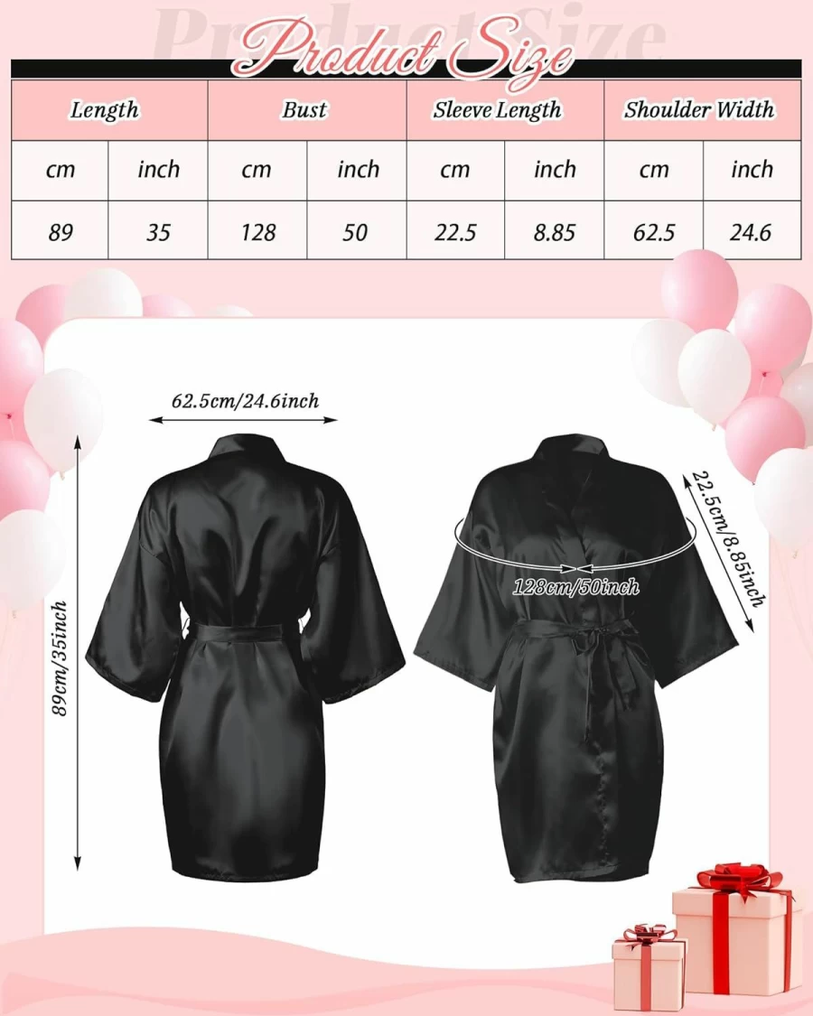 12 Pcs Patelai Women's Satin Kimono Robes - Lightweight Short Bridal Robes for Wedding, Bridesmaids, Birthday Party Gifts