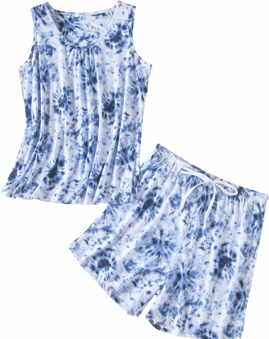PNAEONG Women's Cotton Sleepwear Set - Comfortable Tank Top & Shorts Pajamas for Women - Breathable Summer Nightwear Xtsy208