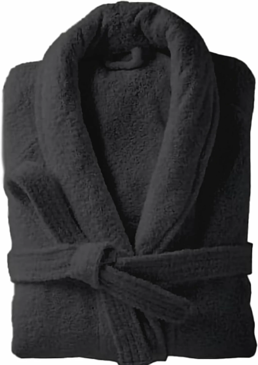 "KAHAF COLLECTION Unisex Cotton Terry Bathrobe for Women & Men - Shawl Collar Spa Robe, One Size"