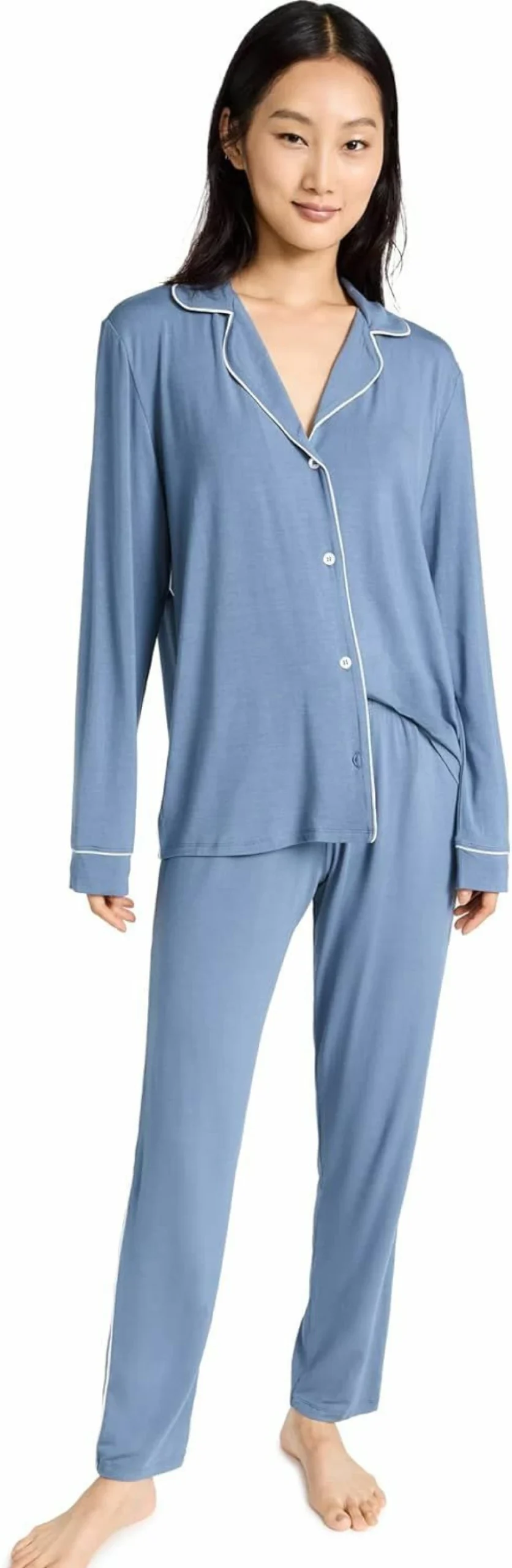 Eberjey Gisele Women's Pajama Set - Button Down Shirt & Slim Fit Pants with Elastic Waistband