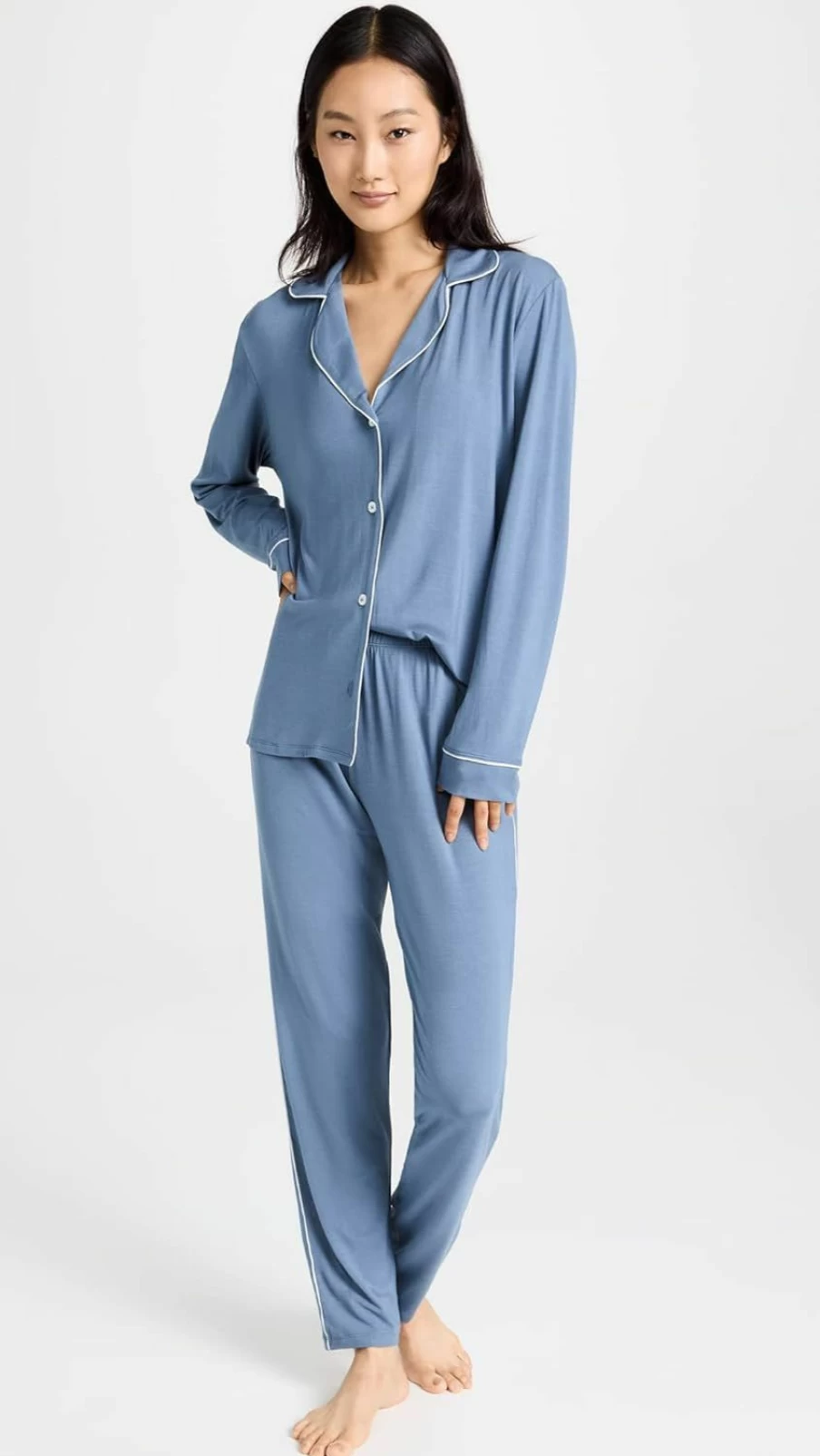 Eberjey Gisele Women's Pajama Set - Button Down Shirt & Slim Fit Pants with Elastic Waistband