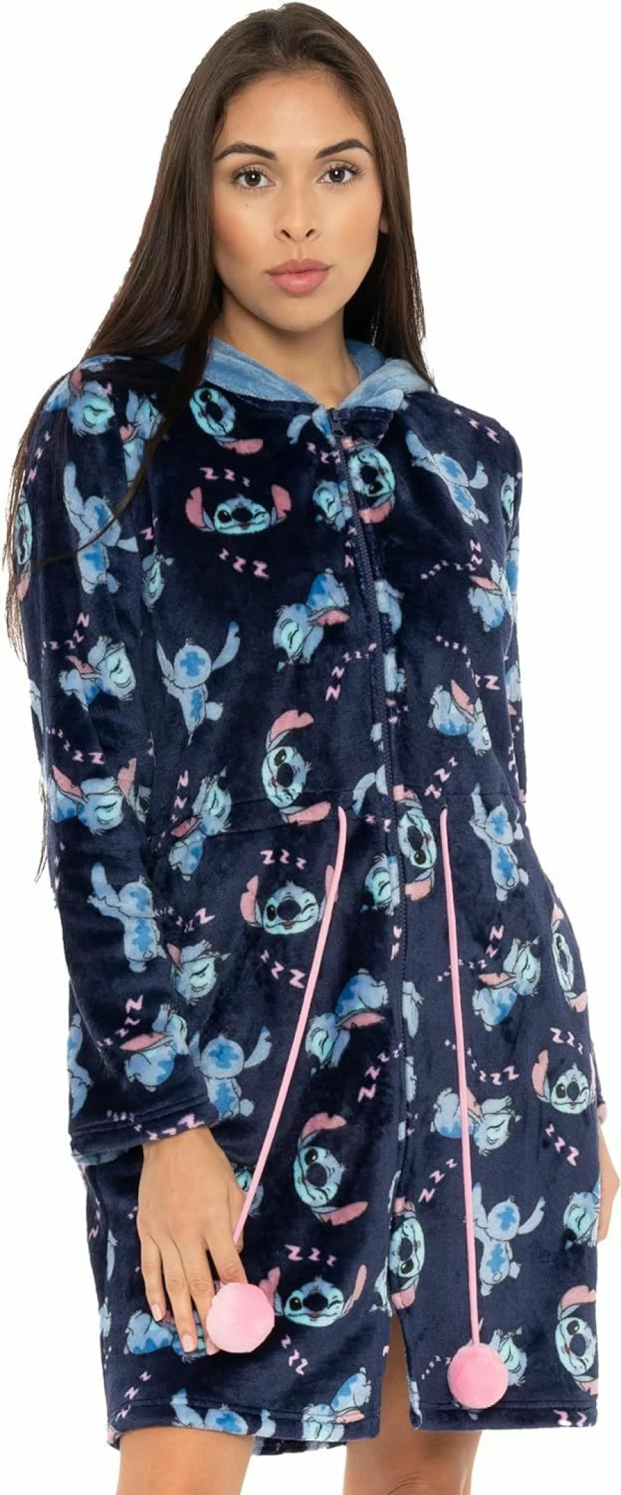 Disney Stitch Hooded Bathrobe for Women - Soft Lilo & Stitch Themed Robe in Sizes S to L