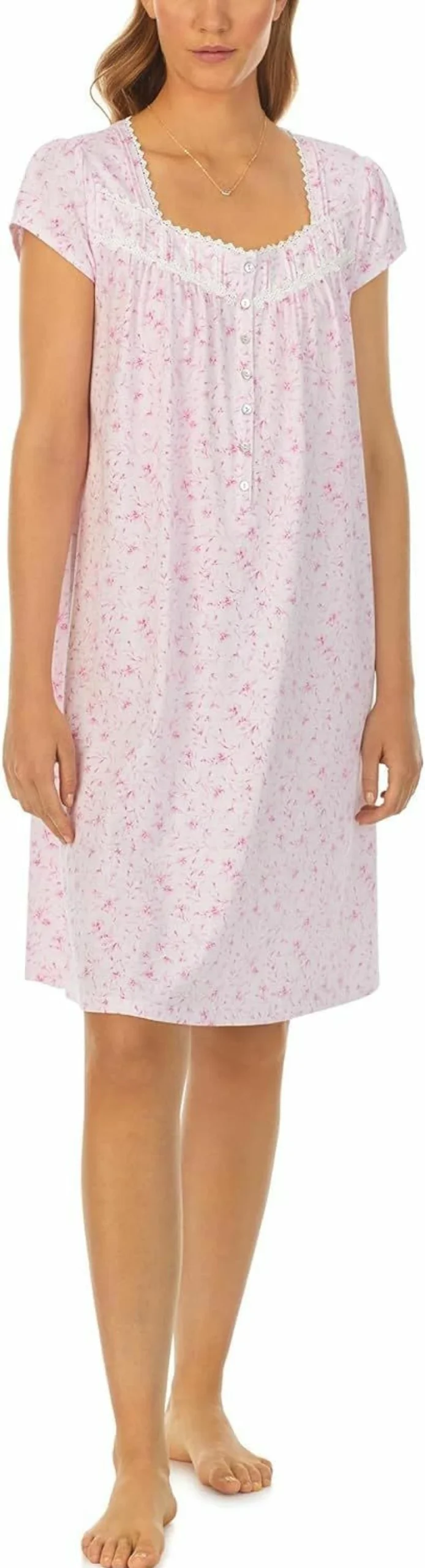 Eileen West Women's Floral Cap Sleeve Short Nightgown Summer Sleepwear