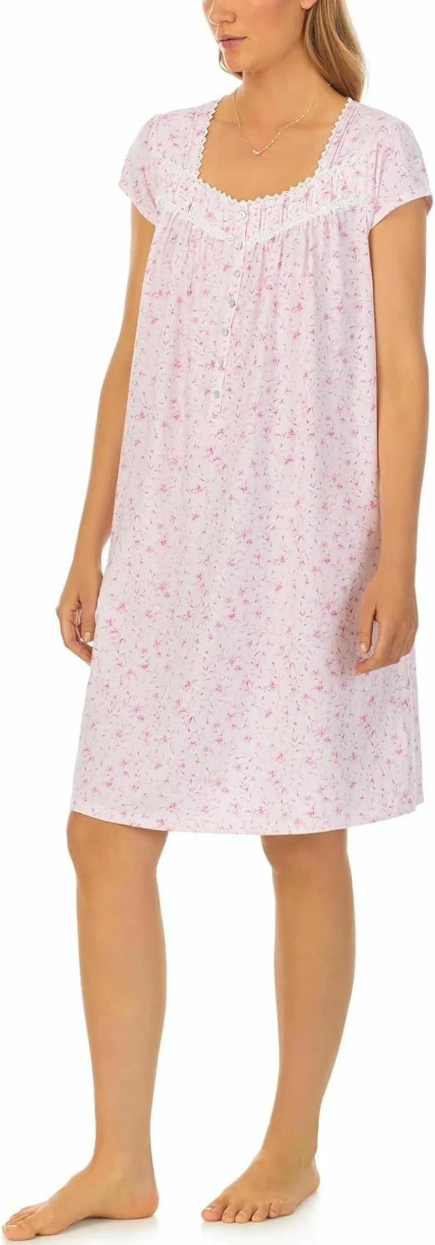 Eileen West Women's Floral Cap Sleeve Short Nightgown Summer Sleepwear