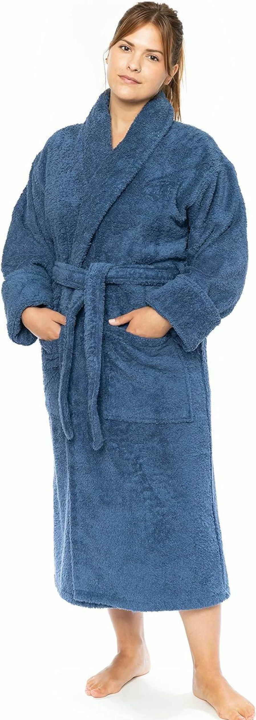 "Classic Turkish Towels Premium Unisex Bathrobe - 100% Turkish Cotton, Soft Plush Terry Cloth Robe for Men & Women"